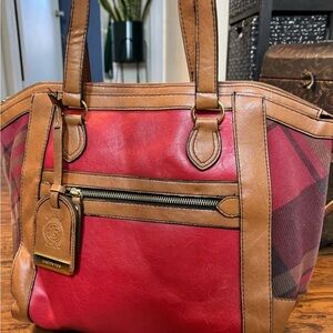 London fog red tote bag